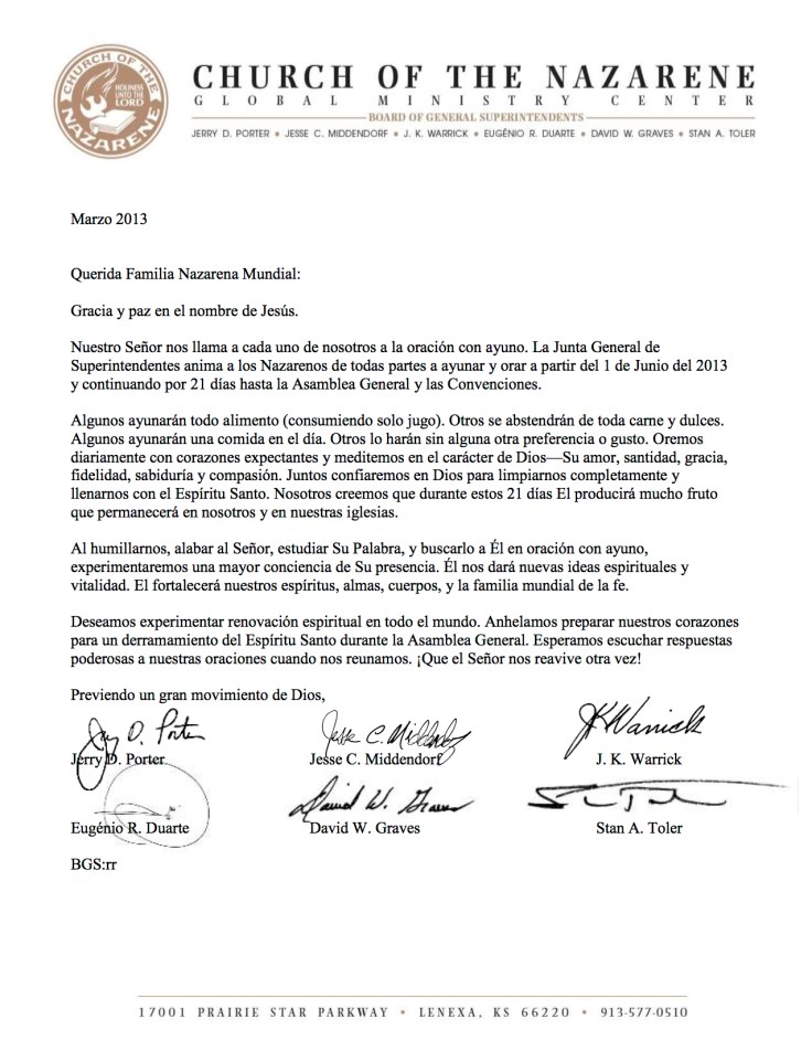 BGS Pray and Fast for GA - Spanish